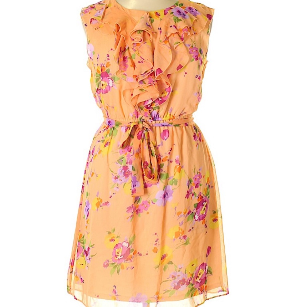 🌺 Crew neck peach sundress
